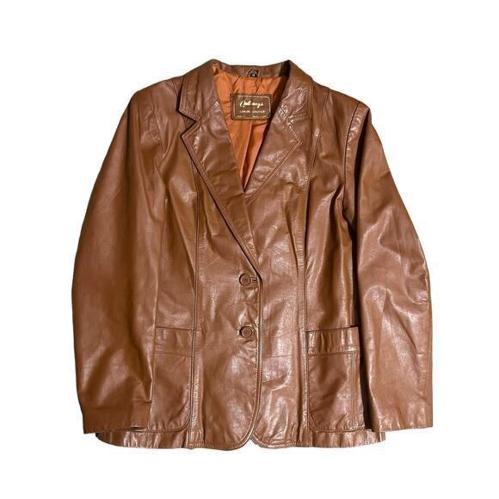 Anthony’s Vintage Genuine Leather Blazer Brown Size 14 Cowboy Style Jacket #4996